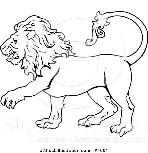 Vector Illustration of a Black and White Line Draing of the Leo Lion Zodiac Astrology Sign