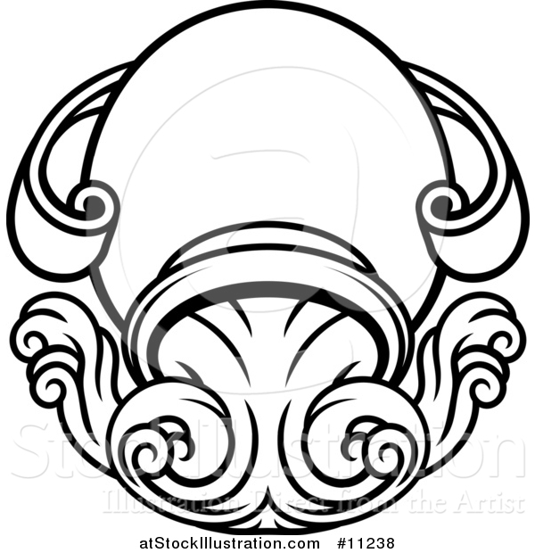 Vector Illustration of a Black and White Lineart Aquarius Pitcher Astrology Zodiac Horoscope