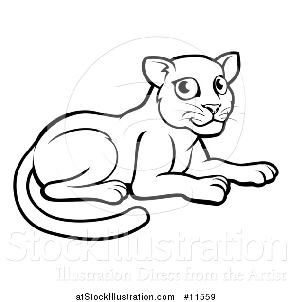 Vector Illustration of a Black and White Resting Leopard