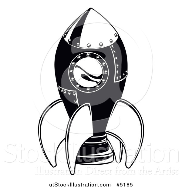 Vector Illustration of a Black and White Space Rocket