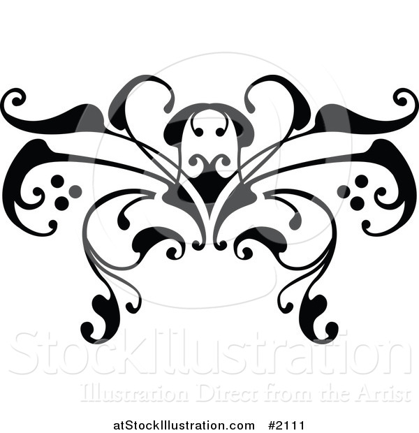 Vector Illustration of a Black and White Swirl Butterfly Tattoo Design
