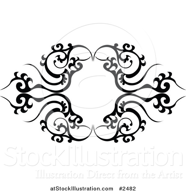 Vector Illustration of a Black and White Tribal Frame Tattoo