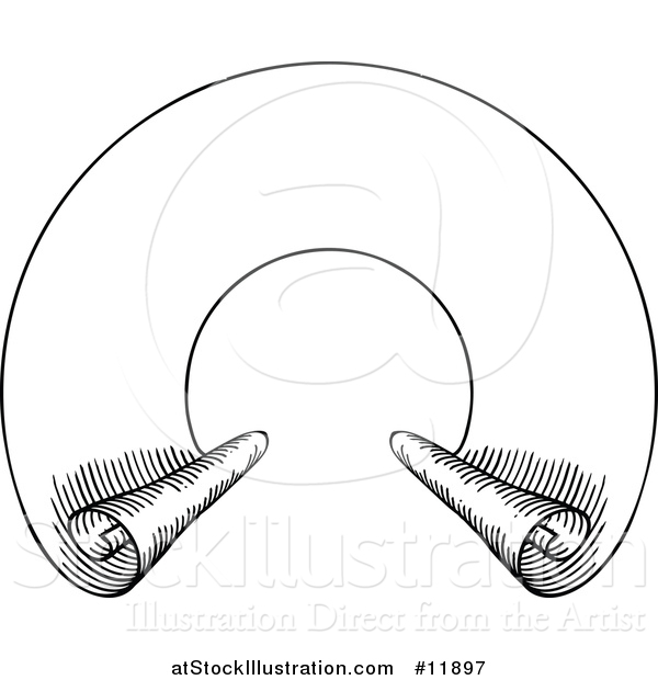 Vector Illustration of a Black and White Vintage Banner Design Element