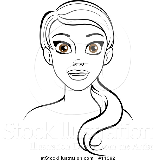 Vector Illustration of a Black and White Woman with Brown Eyes