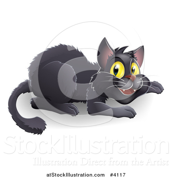 Vector Illustration of a Black Cat Ready to Pounce
