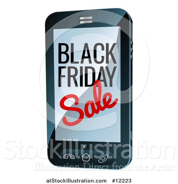Vector Illustration of a Black Friday Sale Advertisement on a Smart Phone Screen