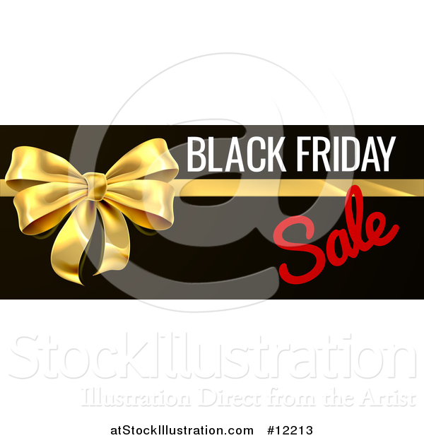 Vector Illustration of a Black Friday Sale Text Design with a Gift Bow on Black