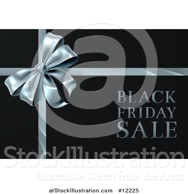 Vector Illustration of a Black Friday Sale Text Design with a Silver Gift Bow