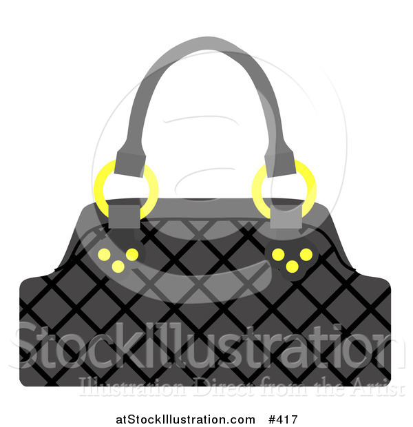 Vector Illustration of a Black Handbag Purse with Golden Rings