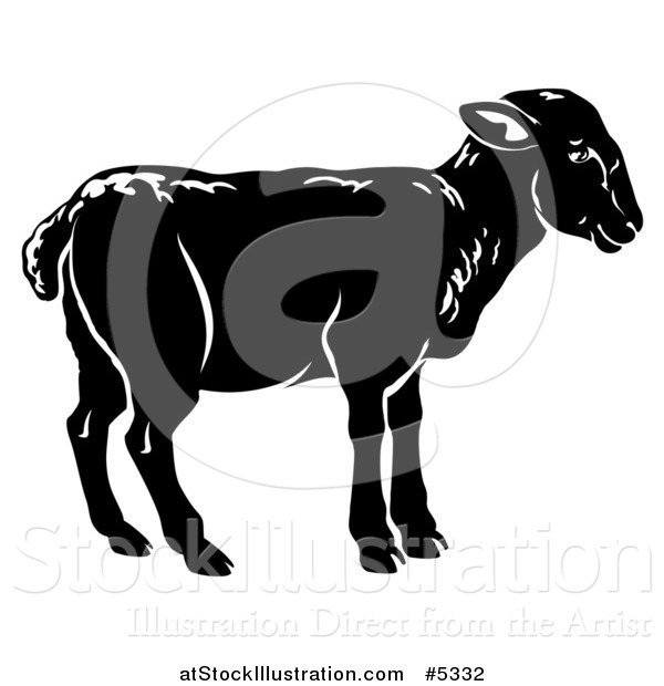 Vector Illustration of a Black Lamb in Profile