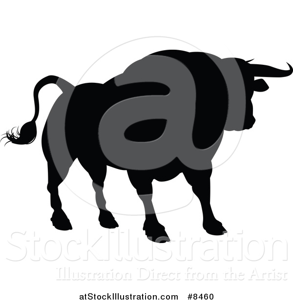 Vector Illustration of a Black Silhouetted Bull