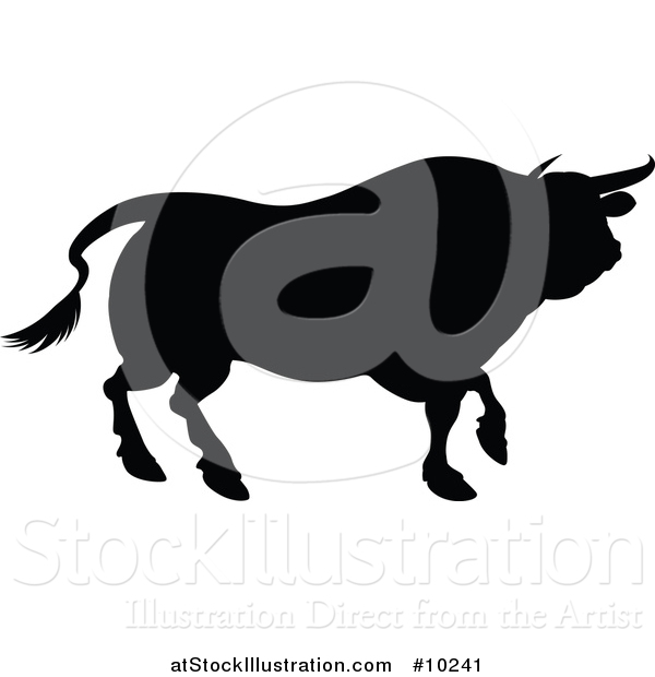 Vector Illustration of a Black Silhouetted Bull Cow