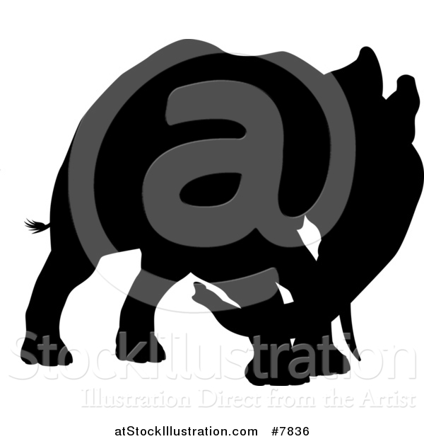 Vector Illustration of a Black Silhouetted Elephant