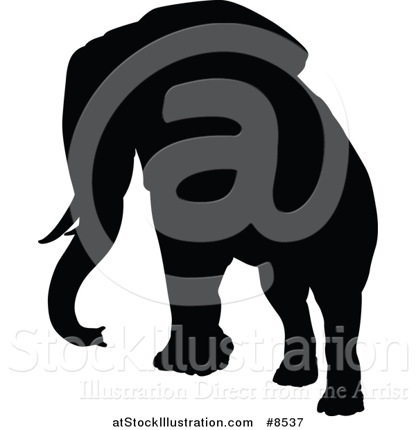 Vector Illustration of a Black Silhouetted Elephant
