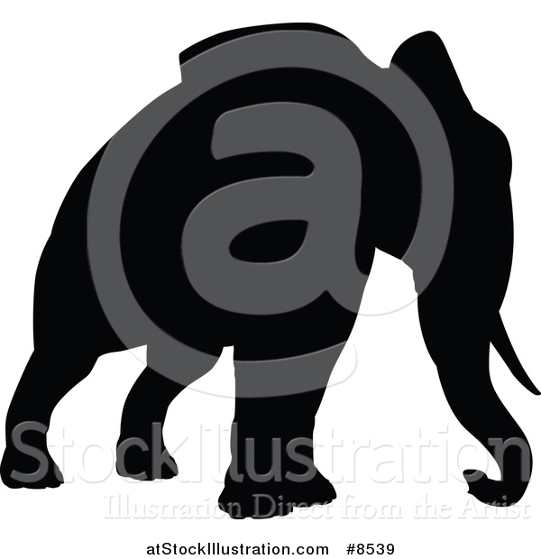 Vector Illustration of a Black Silhouetted Elephant