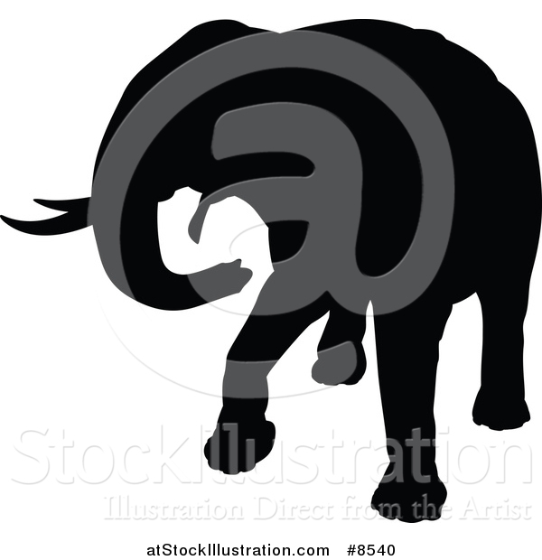 Vector Illustration of a Black Silhouetted Elephant