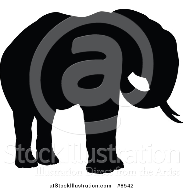 Vector Illustration of a Black Silhouetted Elephant