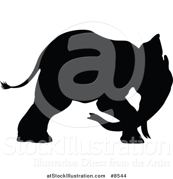 Vector Illustration of a Black Silhouetted Elephant