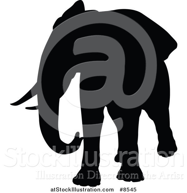 Vector Illustration of a Black Silhouetted Elephant