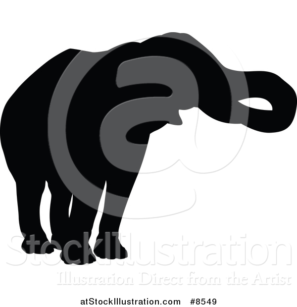 Vector Illustration of a Black Silhouetted Elephant