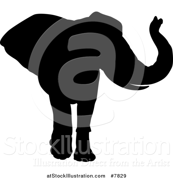 Vector Illustration of a Black Silhouetted Elephant Walking