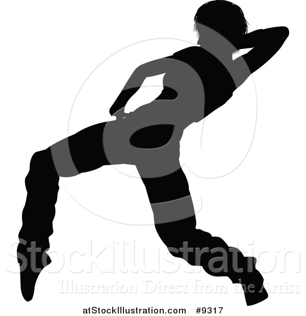 Vector Illustration of a Black Silhouetted Female Hip Hop Dancer