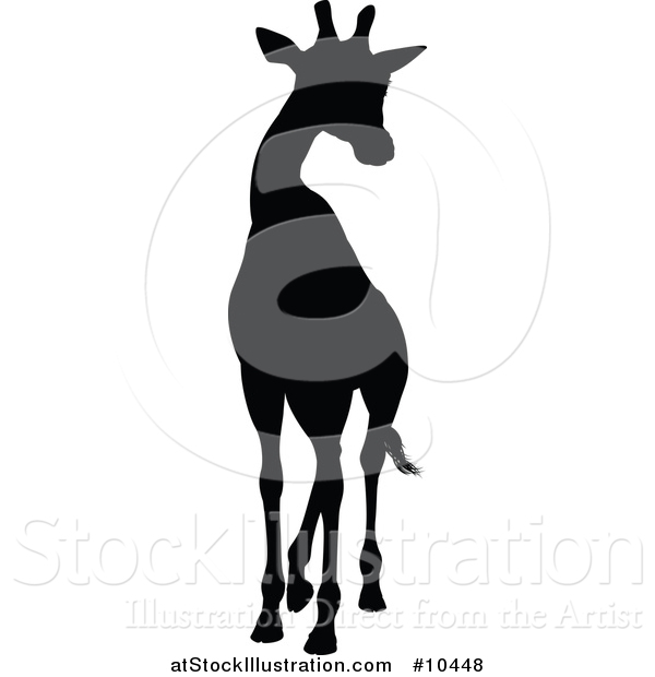 Vector Illustration of a Black Silhouetted Giraffe