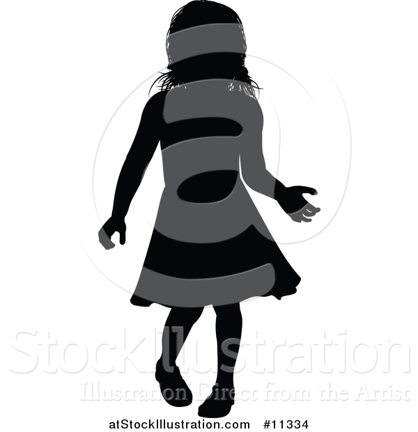 Vector Illustration of a Black Silhouetted Girl