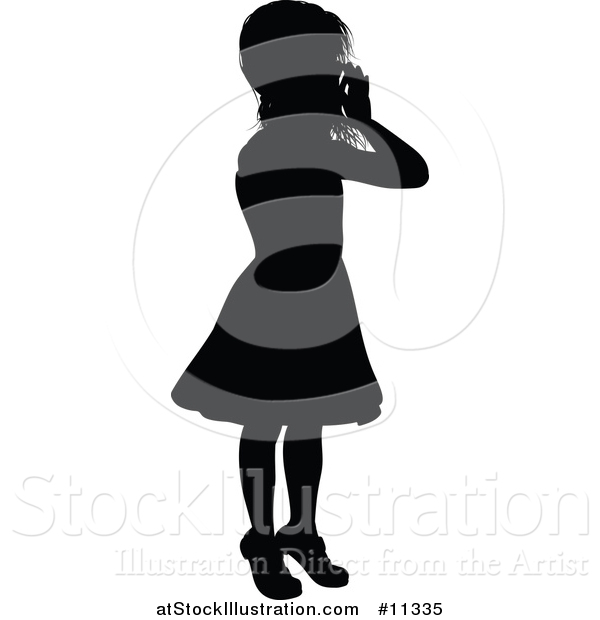 Vector Illustration of a Black Silhouetted Girl