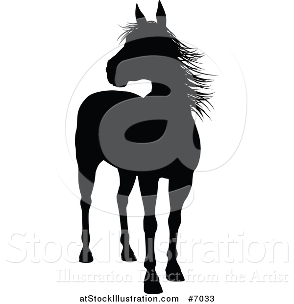 Vector Illustration of a Black Silhouetted Horse