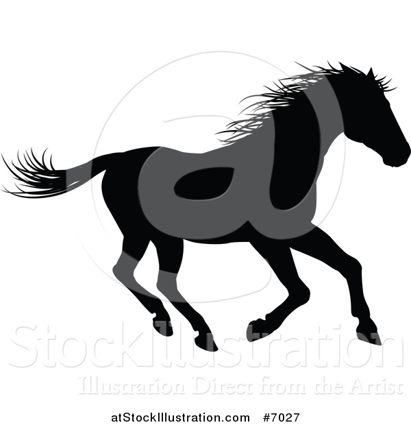 Vector Illustration of a Black Silhouetted Horse Running