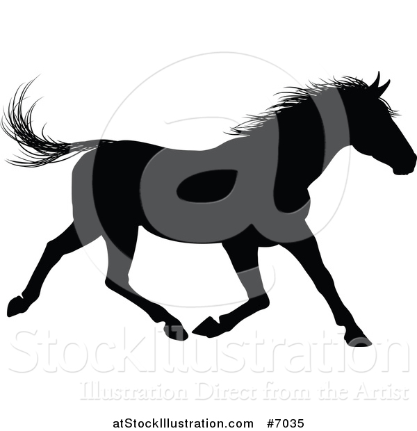 Vector Illustration of a Black Silhouetted Horse Running