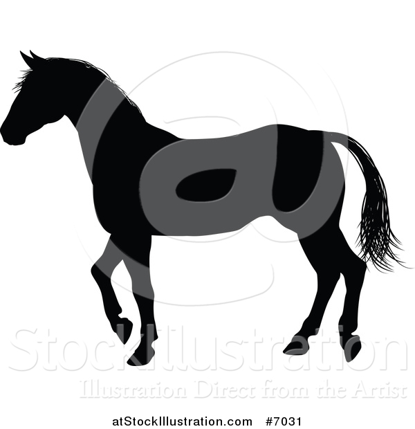Vector Illustration of a Black Silhouetted Horse Walking