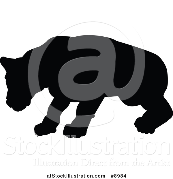 Vector Illustration of a Black Silhouetted Lioness