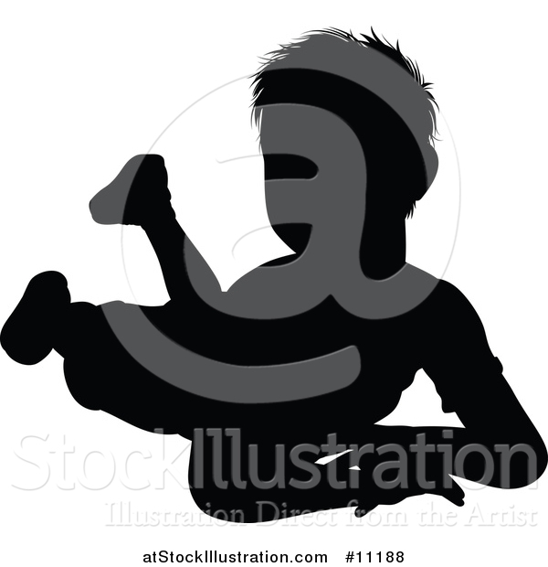 Vector Illustration of a Black Silhouetted Little Boy