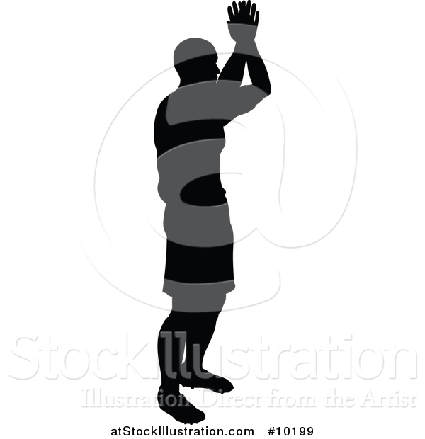 Vector Illustration of a Black Silhouetted Male Soccer Player