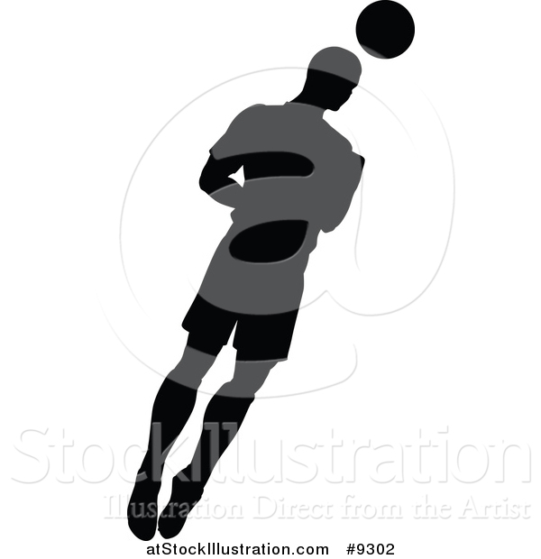 Vector Illustration of a Black Silhouetted Male Soccer Player in Action