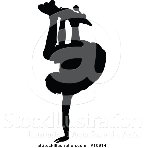 Vector Illustration of a Black Silhouetted Man Skateboarding