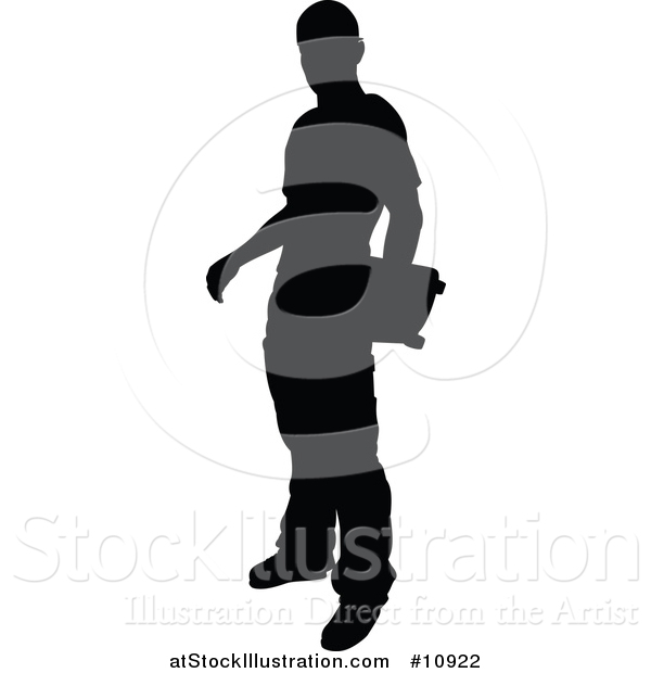 Vector Illustration of a Black Silhouetted Man Skateboarding