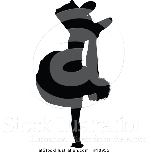 Vector Illustration of a Black Silhouetted Man Skateboarding