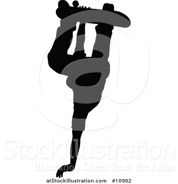 Vector Illustration of a Black Silhouetted Man Skateboarding