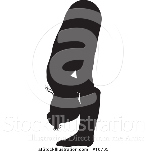 Vector Illustration of a Black Silhouetted Woman in a Yoga Pose