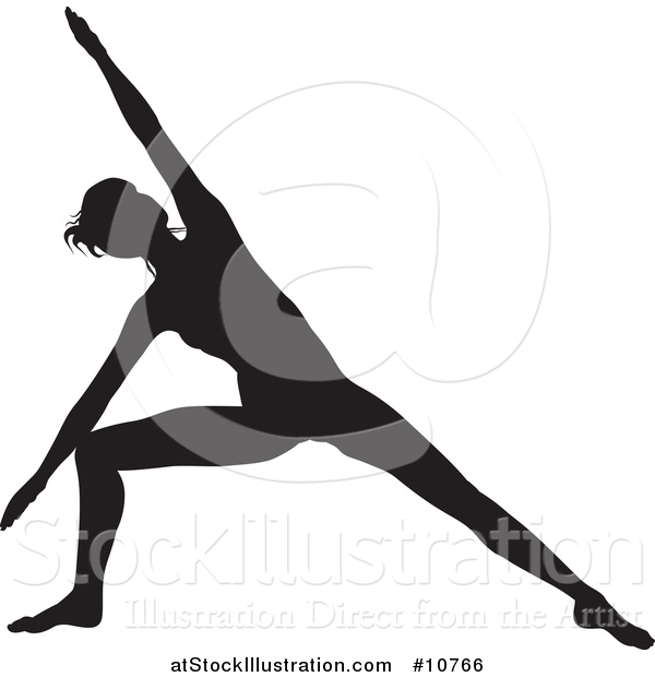 Vector Illustration of a Black Silhouetted Woman in a Yoga Pose