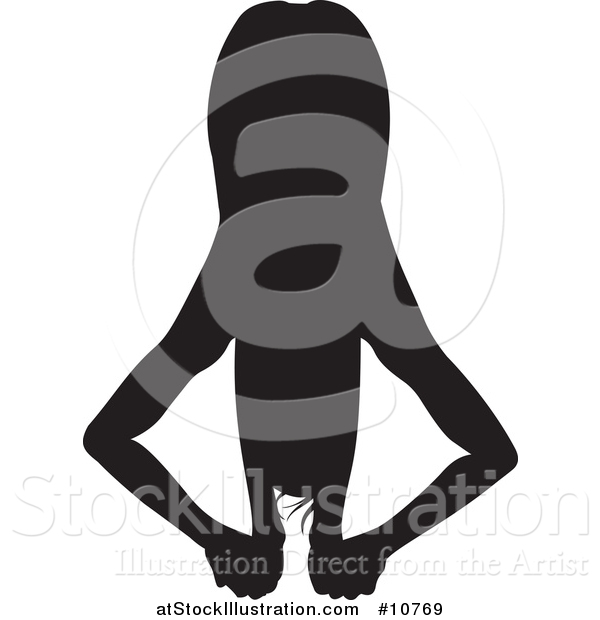 Vector Illustration of a Black Silhouetted Woman in a Yoga Pose