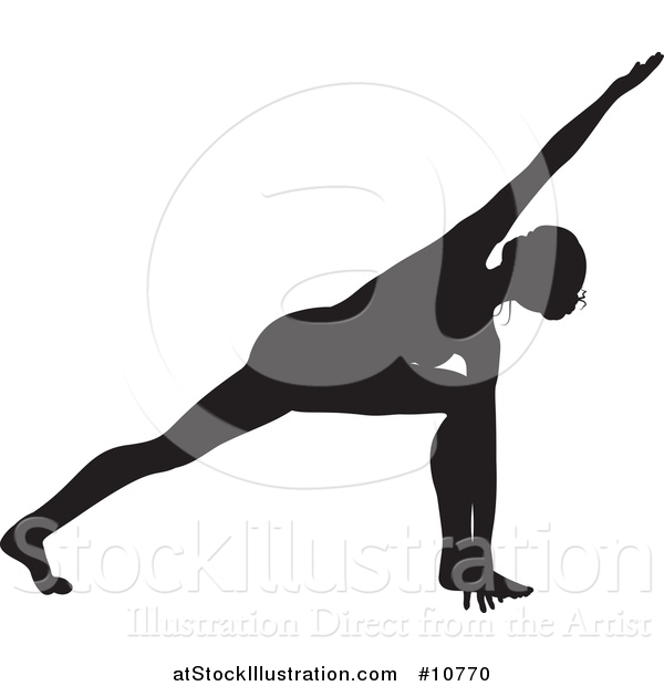 Vector Illustration of a Black Silhouetted Woman in a Yoga Pose