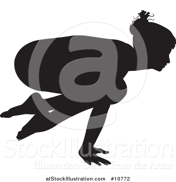 Vector Illustration of a Black Silhouetted Woman in a Yoga Pose