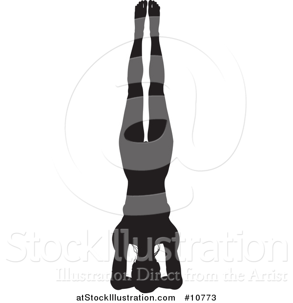 Vector Illustration of a Black Silhouetted Woman in a Yoga Pose