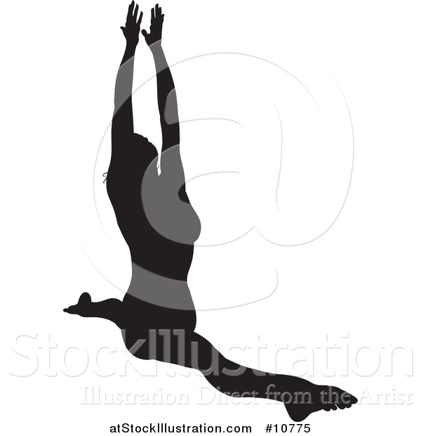 Vector Illustration of a Black Silhouetted Woman in a Yoga Pose