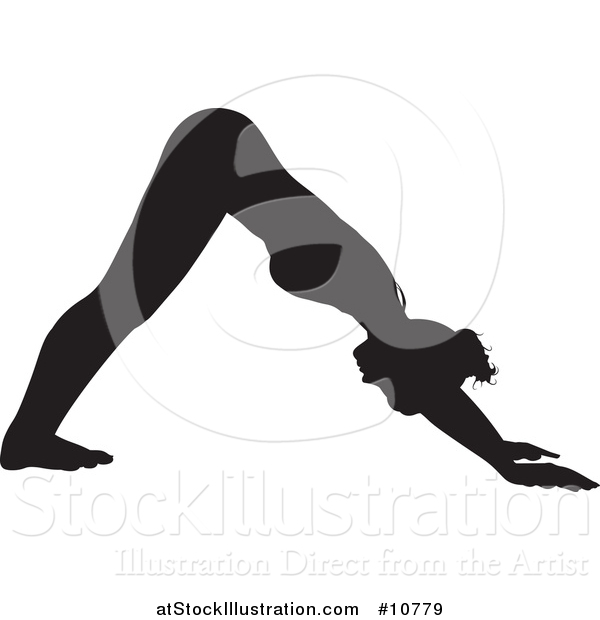 Vector Illustration of a Black Silhouetted Woman in a Yoga Pose