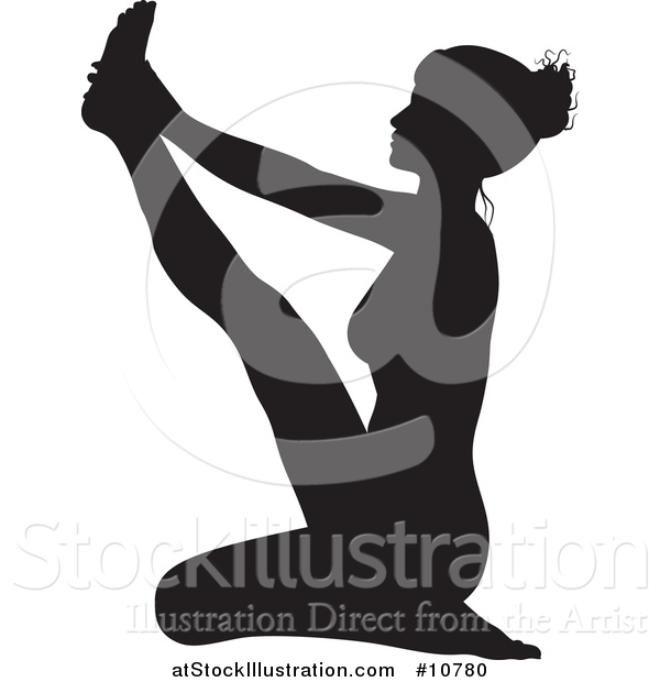 Vector Illustration of a Black Silhouetted Woman in a Yoga Pose